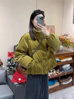 Winter Corduroy Parkas for Women Y2K Korean Loose Thick Warm Crop Coats Y2K Harajuku Preppy All Match Puffer Outerwear Mujer