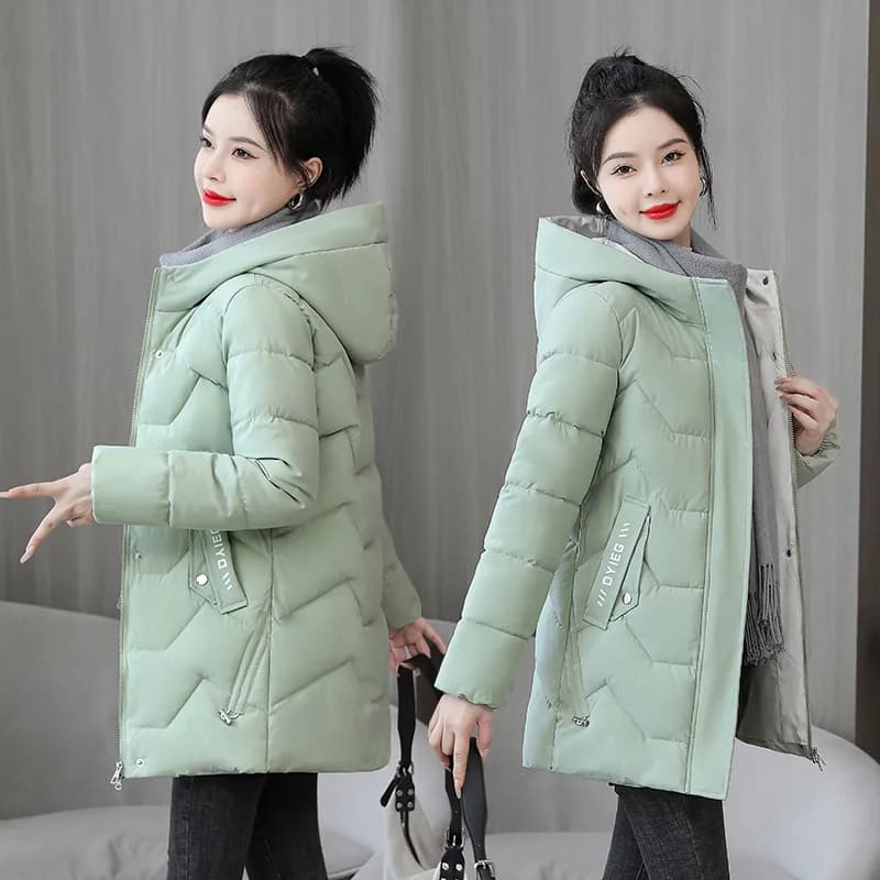 2025 New Women Down Cotton Jacket Korean Loose Thicken Warm Women'S Winter Jacket Hooded Print Women Parkas Coat Winter Outwear
