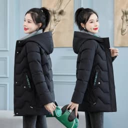 2025 New Women Down Cotton Jacket Korean Loose Thicken Warm Women'S Winter Jacket Hooded Print Women Parkas Coat Winter Outwear