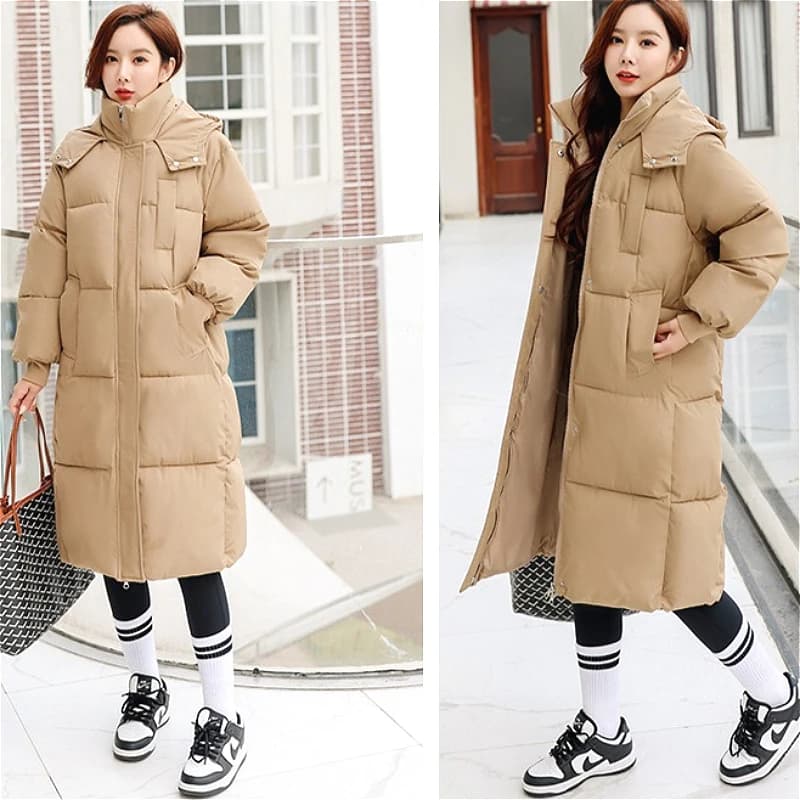Parkas Women Long Coats Hooded Zipper Jackets Full Sleeve Thick Warm Y2k Streetwear Elegant Jacket Work Coat Autumn Winter 2026