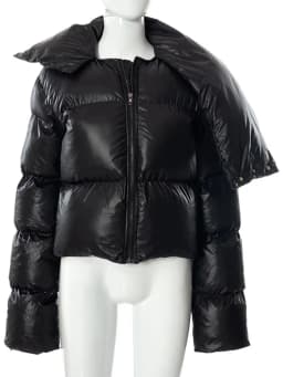 DEAT Fashion Women Cotton-padded Coat Snap On Scarf Collar Thick Long Sleeves Zipper wadded Jackets Autumn 2025 New Tide 7AB435