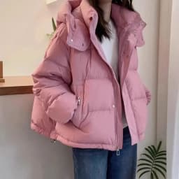 2025Autumn Winter New Down Cotton Jacket Women's Korean Solid Thicken Warm Hooded Short Coat Female Casual Ladies Top