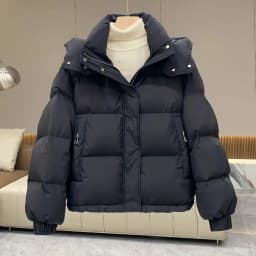 2025Autumn Winter New Down Cotton Jacket Women's Korean Solid Thicken Warm Hooded Short Coat Female Casual Ladies Top