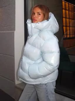 Retro American Street Style Short Cotton Jacket with Hood Drawstring Waist Stand Collar Bright Surface Bread Coat Warm Bottom