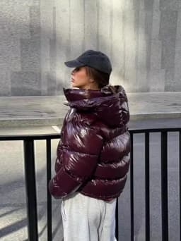 Retro American Street Style Short Cotton Jacket with Hood Drawstring Waist Stand Collar Bright Surface Bread Coat Warm Bottom