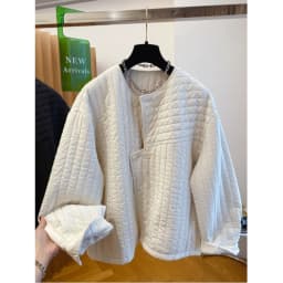 Korean Style round Neck Quilted Cotton Jacket Loose Casual Asymmetrical Zipper Warm Cotton Clothes Outerwear for Women