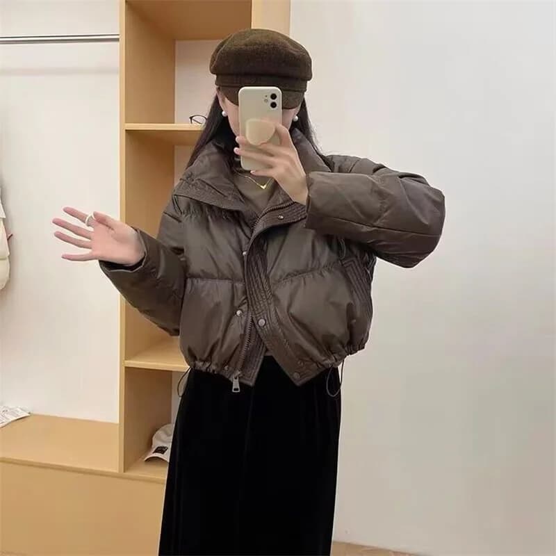 Winter Parkas Thick Bread Coat2026New Disposable PU Leather Down Cotton-Padded Jacket Women Short Warm Cotton Padded Coat Female