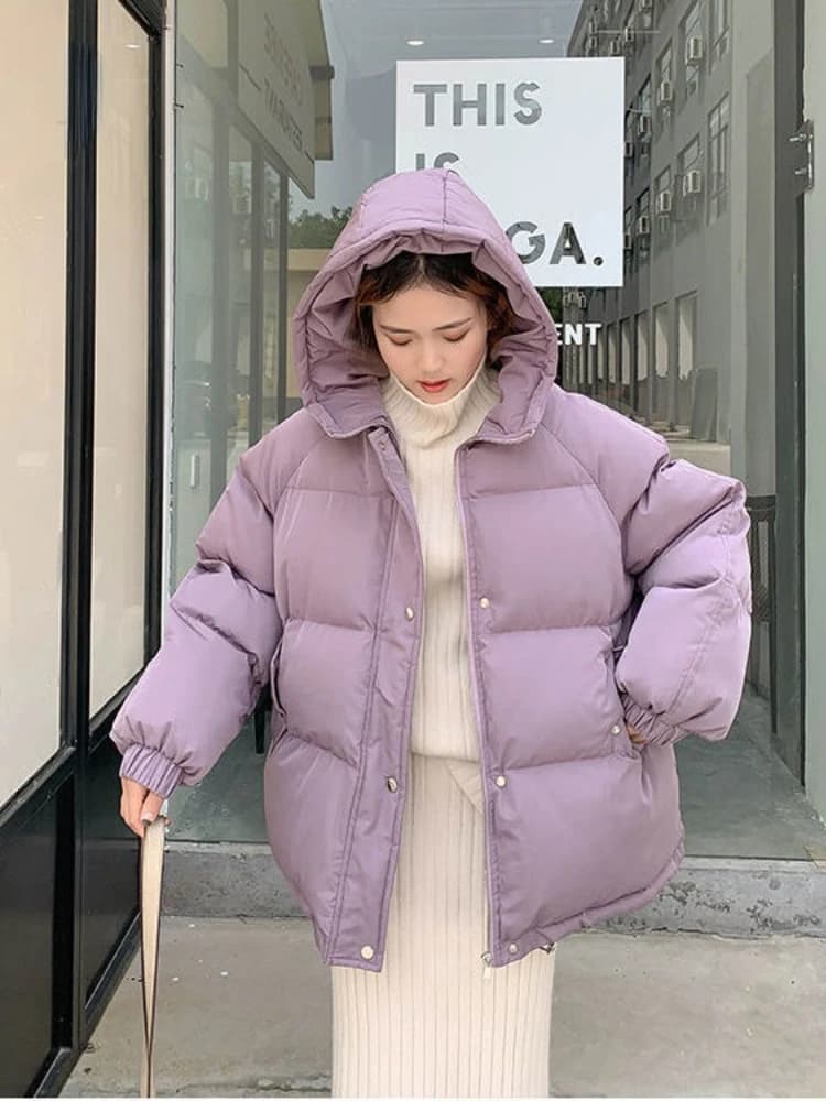 New 2025 Women Short Jacket Winter Thick Hooded Cotton Padded Coats Female Korean Loose Puffer Parkas Ladies Oversize Outwear