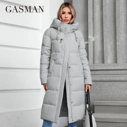 GASMAN 2024 Winter Jacket Women Brand High Quality Casual Long Women's Jackets Hooded Zipper Pocket Puffer Parkas Outwear 88607