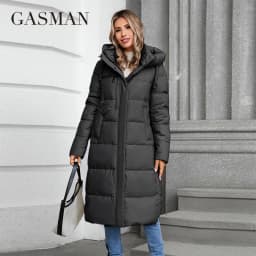 GASMAN 2024 Winter Jacket Women Brand High Quality Casual Long Women's Jackets Hooded Zipper Pocket Puffer Parkas Outwear 88607