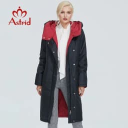 2022 Astrid winter jacket women Contrast color long thick cotton clothing with cap and zipper warm coat women parka AT-6703