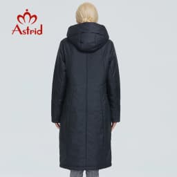 2022 Astrid winter jacket women Contrast color long thick cotton clothing with cap and zipper warm coat women parka AT-6703