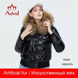 Astrid Large Natural Raccoon Fox Fur Hooded 2023 Winter warm Thick Coat Women Short Down Jacket Puffer fashion Female Parkas