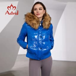 Astrid Large Natural Raccoon Fox Fur Hooded 2023 Winter warm Thick Coat Women Short Down Jacket Puffer fashion Female Parkas