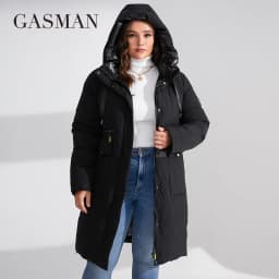 GASMAN 2023 Fashion brand new women's coat Women's winter jacket down parka warm outwear Female black patchwork thick jacket 020