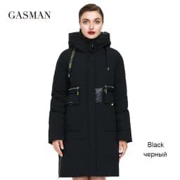 GASMAN 2023 Fashion brand new women's coat Women's winter jacket down parka warm outwear Female black patchwork thick jacket 020