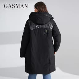 GASMAN 2023 Fashion brand new women's coat Women's winter jacket down parka warm outwear Female black patchwork thick jacket 020