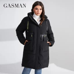 GASMAN 2023 Fashion brand new women's coat Women's winter jacket down parka warm outwear Female black patchwork thick jacket 020