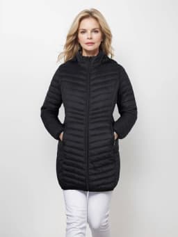 SANTELON Women Outdoor Windproof Warm Puffer Coat With Detachable Hood Lightweigh Smooth Long Outwear NOT Asian Size
