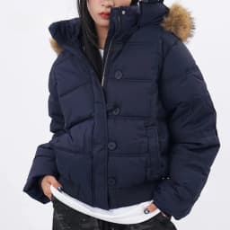 Retro Puffer Coat Women Fur Hood Quilted Slim Casual Short Parka Thick Warm Windproof Winter Cotton Padded Jacket куртка женская
