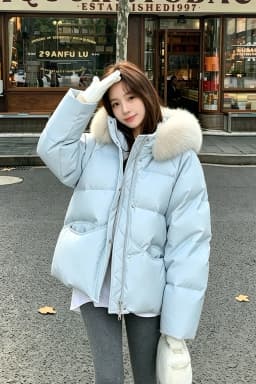 Women/Winter/Puffer/Jacket/With/Faux/Fur/Hood/Loose/Short/Padded/Coat/Zip/Up/Warm/Parka/Casual/Streetwear/Female/Outerwear