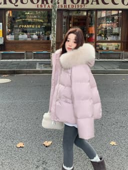 Women/Winter/Puffer/Jacket/With/Faux/Fur/Hood/Loose/Short/Padded/Coat/Zip/Up/Warm/Parka/Casual/Streetwear/Female/Outerwear