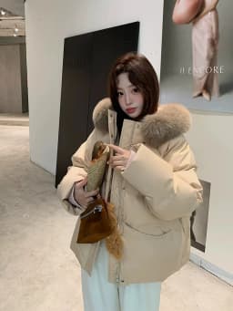 Women/Winter/Puffer/Jacket/With/Faux/Fur/Hood/Loose/Short/Padded/Coat/Zip/Up/Warm/Parka/Casual/Streetwear/Female/Outerwear