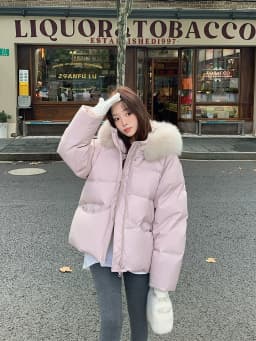 Women/Winter/Puffer/Jacket/With/Faux/Fur/Hood/Loose/Short/Padded/Coat/Zip/Up/Warm/Parka/Casual/Streetwear/Female/Outerwear