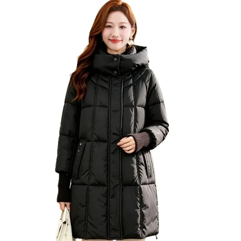 2026 Fashion Down Cotton-padded Jacket Women's Winter Long Parkas Thicken Warm Tops Hooded Coats Female Oversize Loose Outerwear