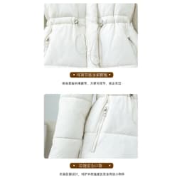 Faux Fur Hood Waist Drawstring Puffer Jacket Women Warm Winter Outerwear Zip Snap Button Mid‑Length Slim Fit Casual Coat New
