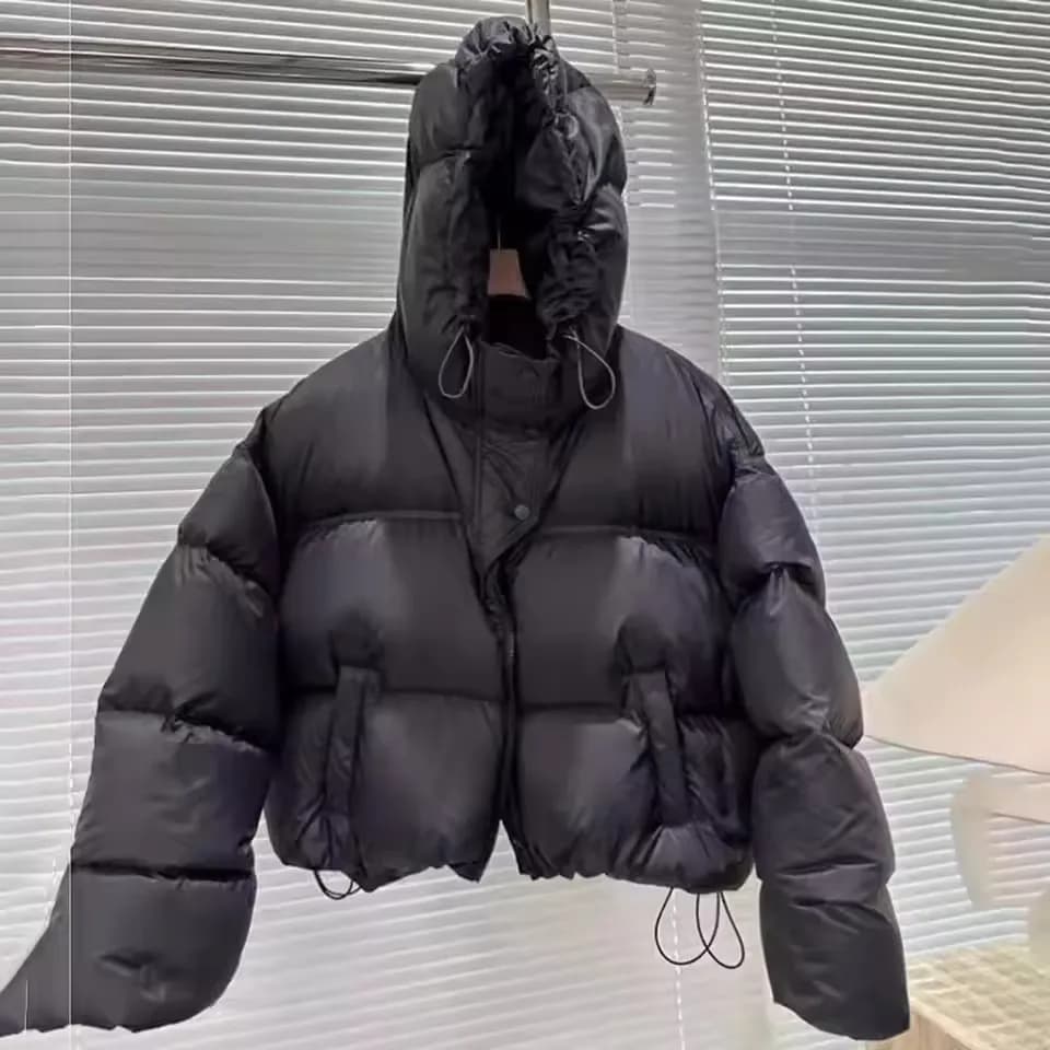 Autumn Winter Casual Parkas Women Fashion Down Cotton Jacket with Hood Warm Oversize Thick Solid Short Puffer Outwear Female