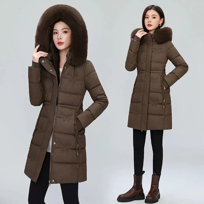 Women's Winter Parka Coat Hooded Korean Version Lady Down Cotton Jacket Warm Temperament Ladies Cotton Padded Outerwear