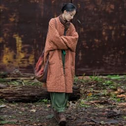 Johnature Women Chinese Style Ramie Cotton Parkas Stand Long Sleeve Winter Coats 2025 New Button Warm Plus Cotton Long Parkas