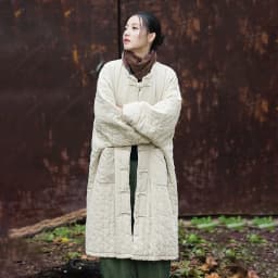 Johnature Women Chinese Style Ramie Cotton Parkas Stand Long Sleeve Winter Coats 2025 New Button Warm Plus Cotton Long Parkas