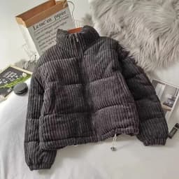 2024 New Winter Warm Thick Parkas Women Fashion Loose Crop Jacket Female Black Cotton Padded Corduroy Elegant Zipper Coat Tops