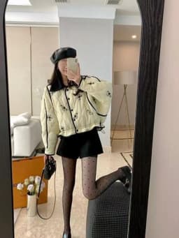 Elegant Printed Cotton Jacket Women's Fashion Autumn Winter Loose Short Unique Print Cotton Clothes Chic Female Outerwear