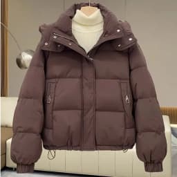 Women's Loose Fit Cotton Jacket 2025 Winter Warm Short Korean Style Color Versatile Elegance Hooded Cotton Coat