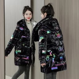 2026 Winter New Gloss Cotton Jacket Women's Medium to Long Korean Loose Coat Lady Thick Hooded Coats Female Warm Parker Overcoat