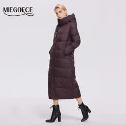 MIEGOFCE Super Long Cotton Parka Women Stand Collar Zipper Windproof Warm Winter Coat Casual Daily Outerwear D21679