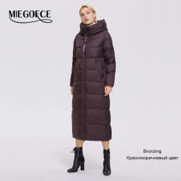 MIEGOFCE Super Long Cotton Parka Women Stand Collar Zipper Windproof Warm Winter Coat Casual Daily Outerwear D21679