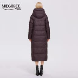 MIEGOFCE Super Long Cotton Parka Women Stand Collar Zipper Windproof Warm Winter Coat Casual Daily Outerwear D21679