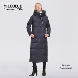 MIEGOFCE Super Long Cotton Parka Women Stand Collar Zipper Windproof Warm Winter Coat Casual Daily Outerwear D21679