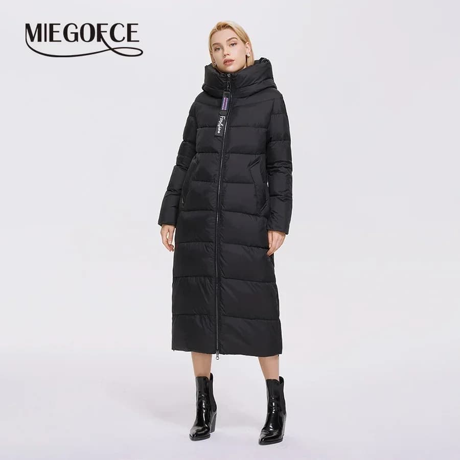 MIEGOFCE Super Long Cotton Parka Women Stand Collar Zipper Windproof Warm Winter Coat Casual Daily Outerwear D21679