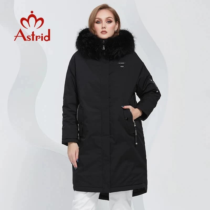 Astrid 2022 Women's Winter Jacket Oversize Thick Down Coats Hooded Natural Fur Women Parkas Fashion Outerwear Quilted AT-10073