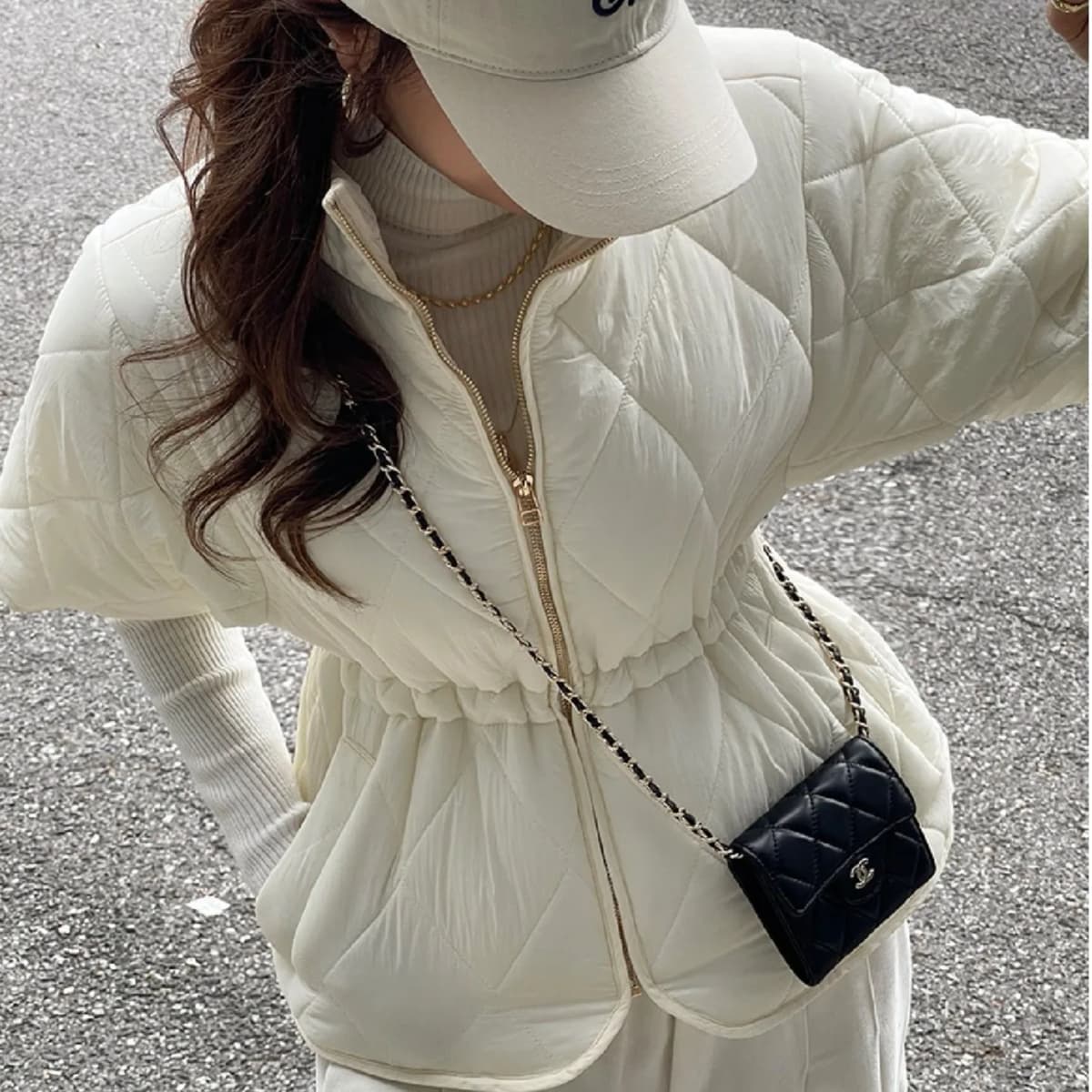 Korean Style Cotton Vest Jacket Quilted Diamond Pattern Women's Fashionable Outerwear Winter Season Ladies Premium Cotton Coat