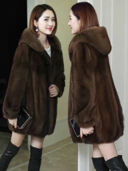 Thickened Medium-Length Faux Fur Plush Jacket Korean Style Slim Fit Double-Sided Winter Coat Women's Cotton-Polyester Blend