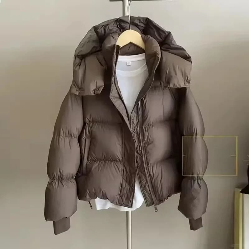 2025 New Winter  Puffer Jacket Women Fashion Hooded Down Cotton Overcoat Female Loose Casual Warm Parkas Outerwear