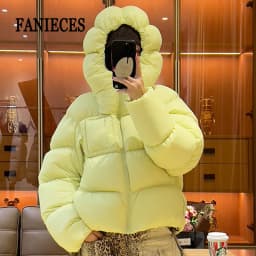 Y2K Puffer Jacket Women Loose Hooded Parkas Short Thick Warm Windproof Winter Coat Fashion Streetwear Casual Oversized Outerwear