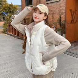 Stand Collar Quilted Puffer Vest Women Sleeveless Gilet Drawstring Hem Side Pockets Relaxed Silhouette Daily Outerwear Trendy