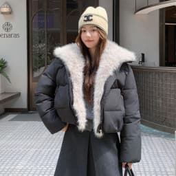 2026 Fashion Big Fur Collar Down Cotton-padded Jacket Women's Winter Short Coat Thicken Warm Parka Student Loose Bread Outerwear